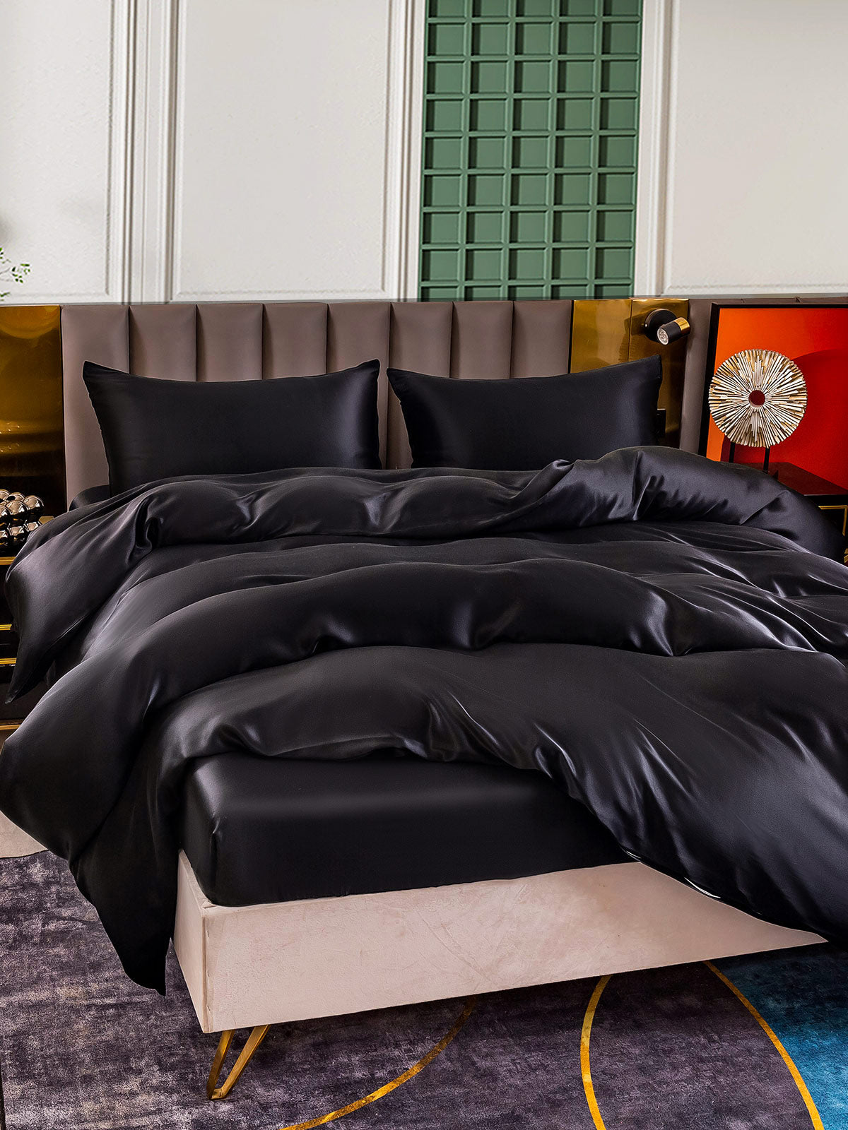 SilkSilky AU 25Momme Pure Silk Bedding Set Black 003