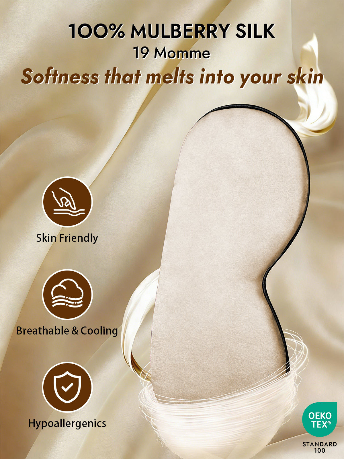 [Beige] SilkSilky-AU 19Momme Pure Silk Eye Mask 003