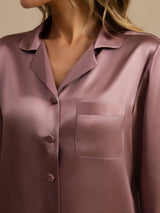 [Pale Mauve] SilkSilky-AU Long Sleeve Lapel Collar Women's Pyjamas 005