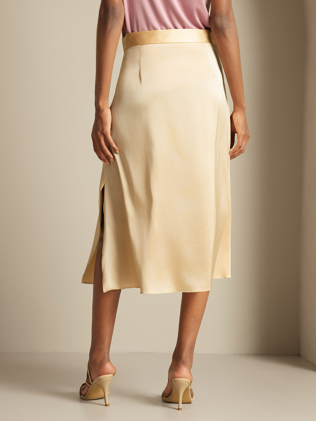 [Champagne] SilkSilky-AU 19Momme Silk Skirt 002