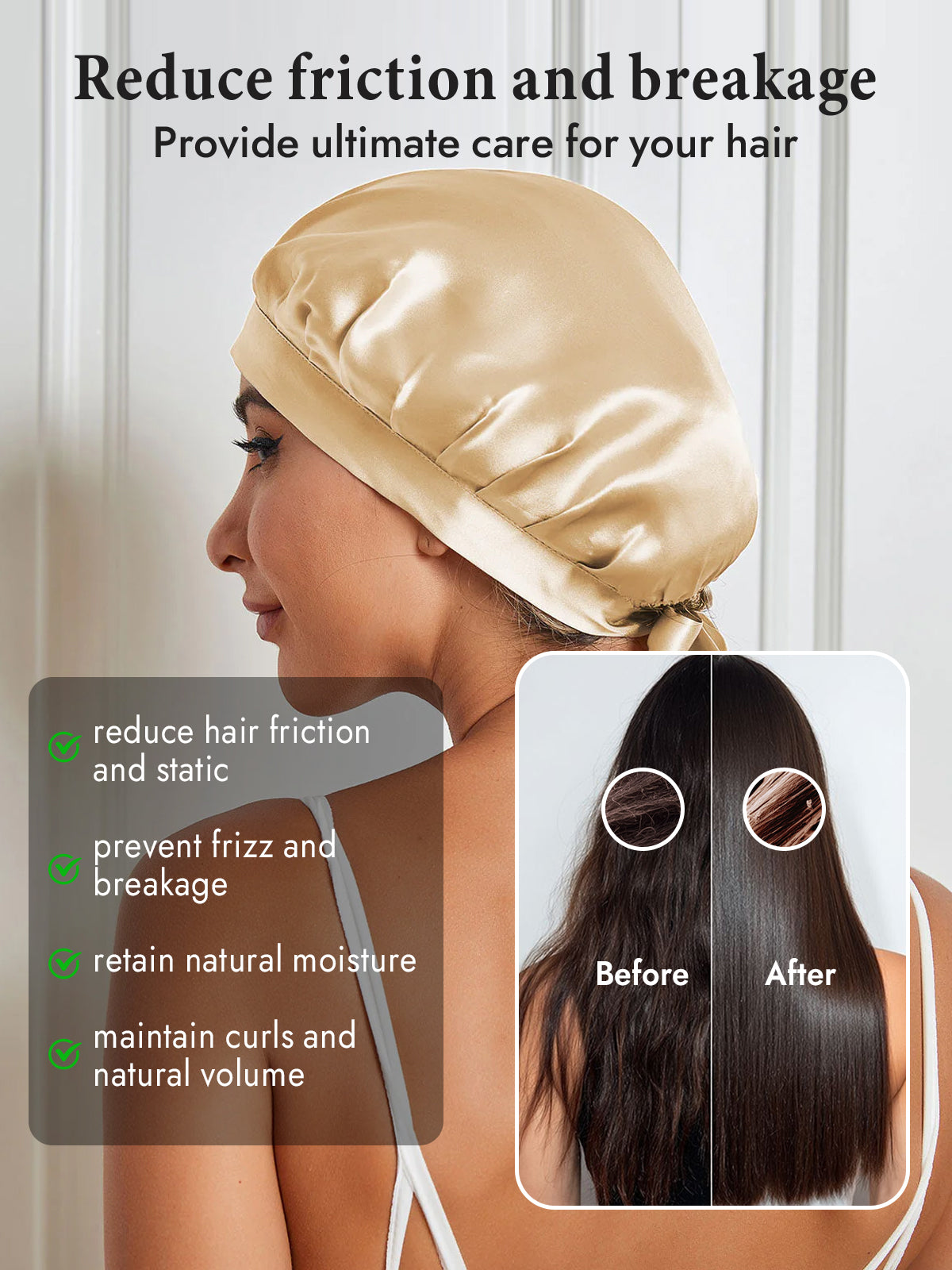 [Champagne] SilkSilky-AU Pure Silk Sleep Cap 004