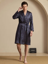 [Navy Chain] SilkSilky-AU Long Sleeve Mens Robe 008