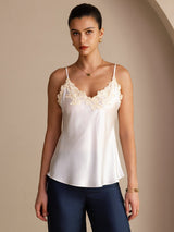 [White] SilkSilky-AU Sleeveless V Neck Camisole 001