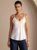 [White] SilkSilky-AU Sleeveless V Neck Camisole 001