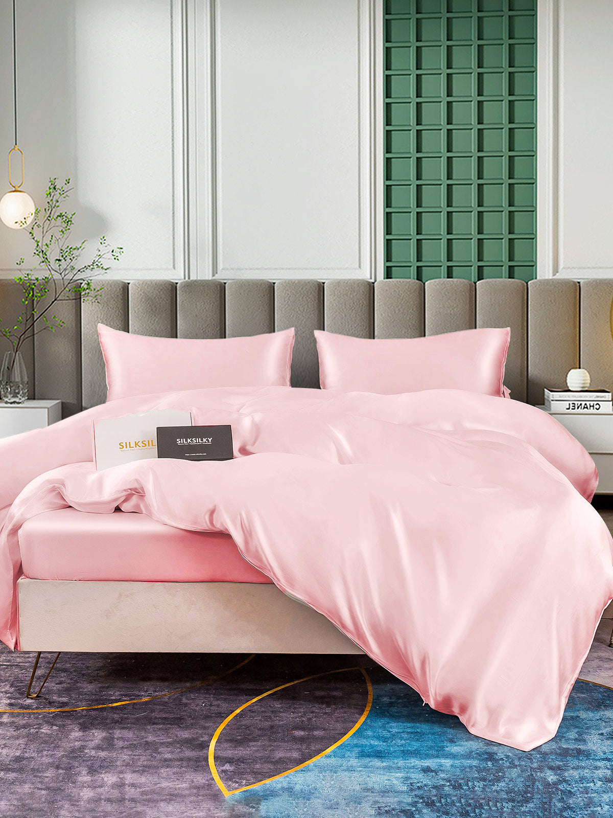 SilkSilky AU 25Momme Pure Silk Bedding Set Pink 003