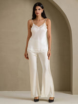 [White] SilkSilky-AU Spaghetti Strap V Neck Camisole 007
