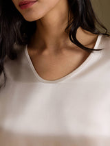 [Beige] SilkSilky-AU Half Sleeve V Neck Nightgown 004