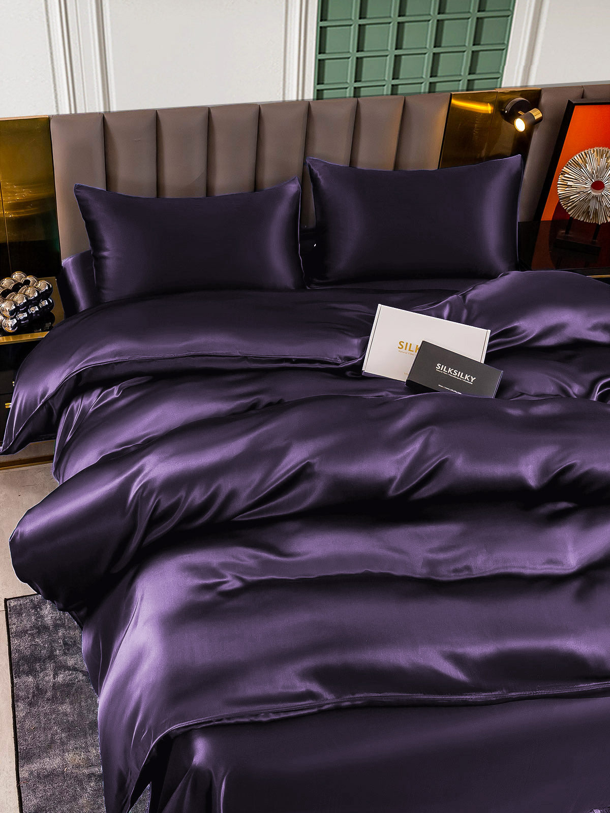 SilkSilky AU 25Momme Pure Silk Bedding Set DeepPurple 004