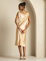 [Champagne] SilkSilky-AU Sleeveless Cowl Neck Dress 002
