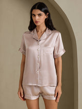 [Shadow Gray] SilkSilky-AU Short Sleeve Lapel Collar Women's Pyjamas 003
