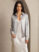 [Light Gray] SilkSilky-AU Long Sleeve Lapel Collar Women's Shirt 006