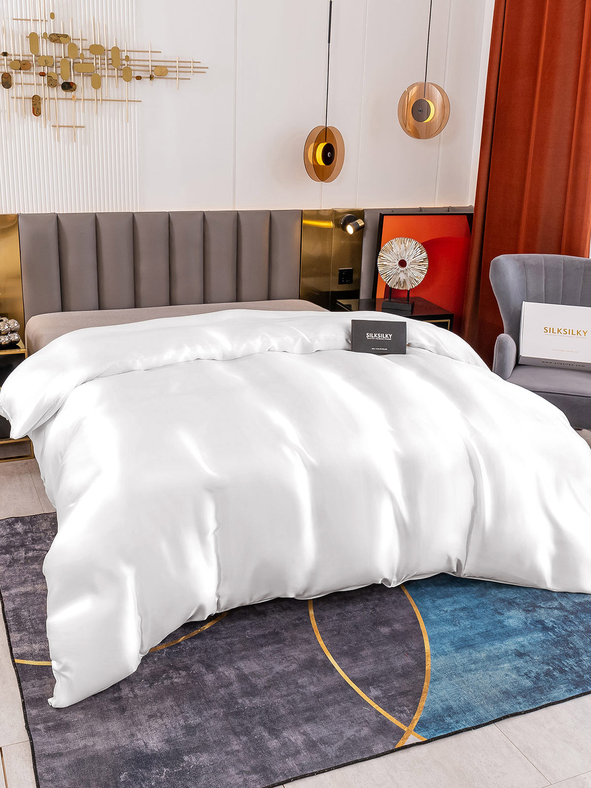 [White] SilkSilky-AU 19Momme Duvet Covers 002