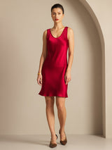 [Wine] SilkSilky-AU Sleeveless Scoop Neck Nightgown 003