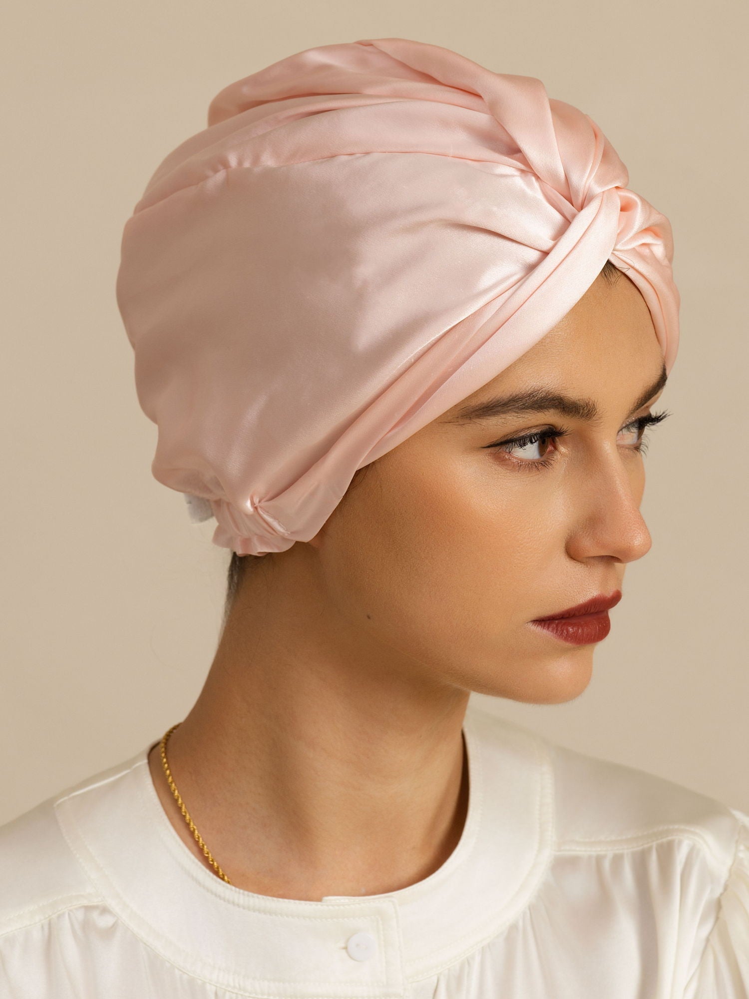 [Pink] SilkSilky-AU 22Momme Sleep Cap 003
