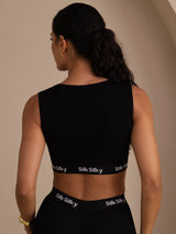 [Black] SilkSilky-AU Sleeveless Crew Neck Camisole 002