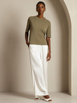 [Burnt Olive] SilkSilky-AU Half Sleeve Crew Neck Women's T-Shirt 006
