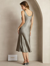 [Grayish Green] SilkSilky-AU Sleeveless Dress 002