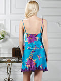 SilkSilky AU Pure Silk Sleeveless V Neck Nightgown Blue 002