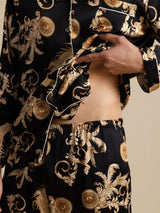 [Black Dragon] SilkSilky-AU Long Sleeve Lapel Collar Men's Pyjamas 005