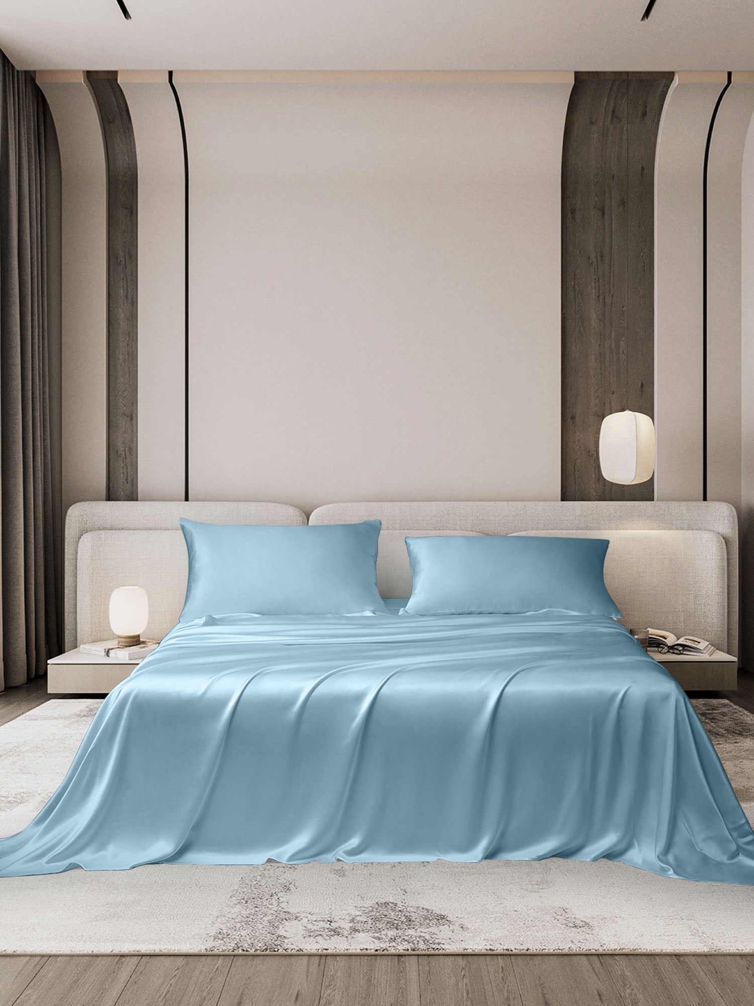 [Light Blue] SilkSilky-AU 19Momme Bedding Set 001