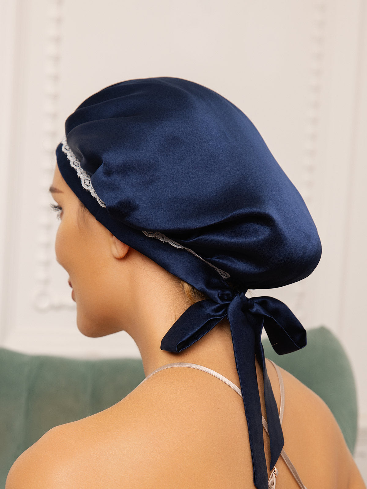 SilkSilky-AU Pure Silk Sleep Cap DarkBlue 002