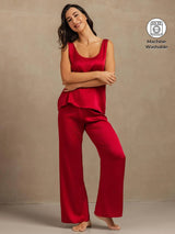 [Wine] SilkSilky-AU 19Momme Machine-Washable Silk Sleeveless Scoop Neck Women's Pyjamas 001