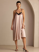 [Tuscany] SilkSilky-AU Spaghetti Strap V Neck Dress 004