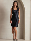 SilkSilky AU Pure Silk Sleeveless Round Neck Dress Black 005