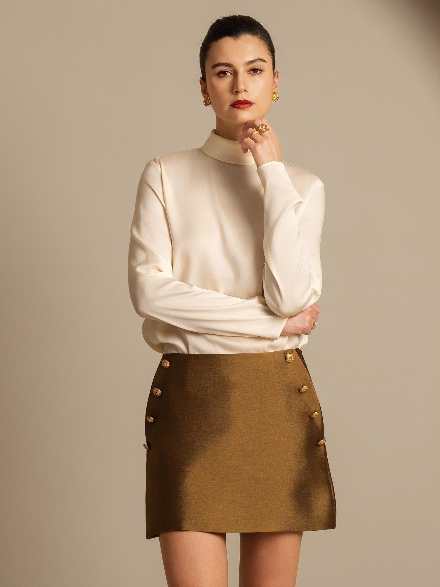 [Bronze] SilkSilky-AU 32Momme Wool Skirt 006,