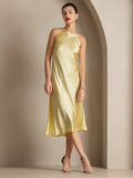 SilkSilky AU 19Momme Silk Sleeveless Dress LightYellow 004