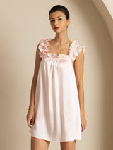 [Pink] SilkSilky-AU Sleeveless Square Neck Nightgown 006