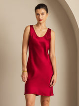 [Wine] SilkSilky-AU Sleeveless Scoop Neck Dress 001