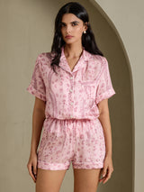 [Pink Leopard] SilkSilky-AU Short Sleeve Notch Collar Women's Pyjamas 004