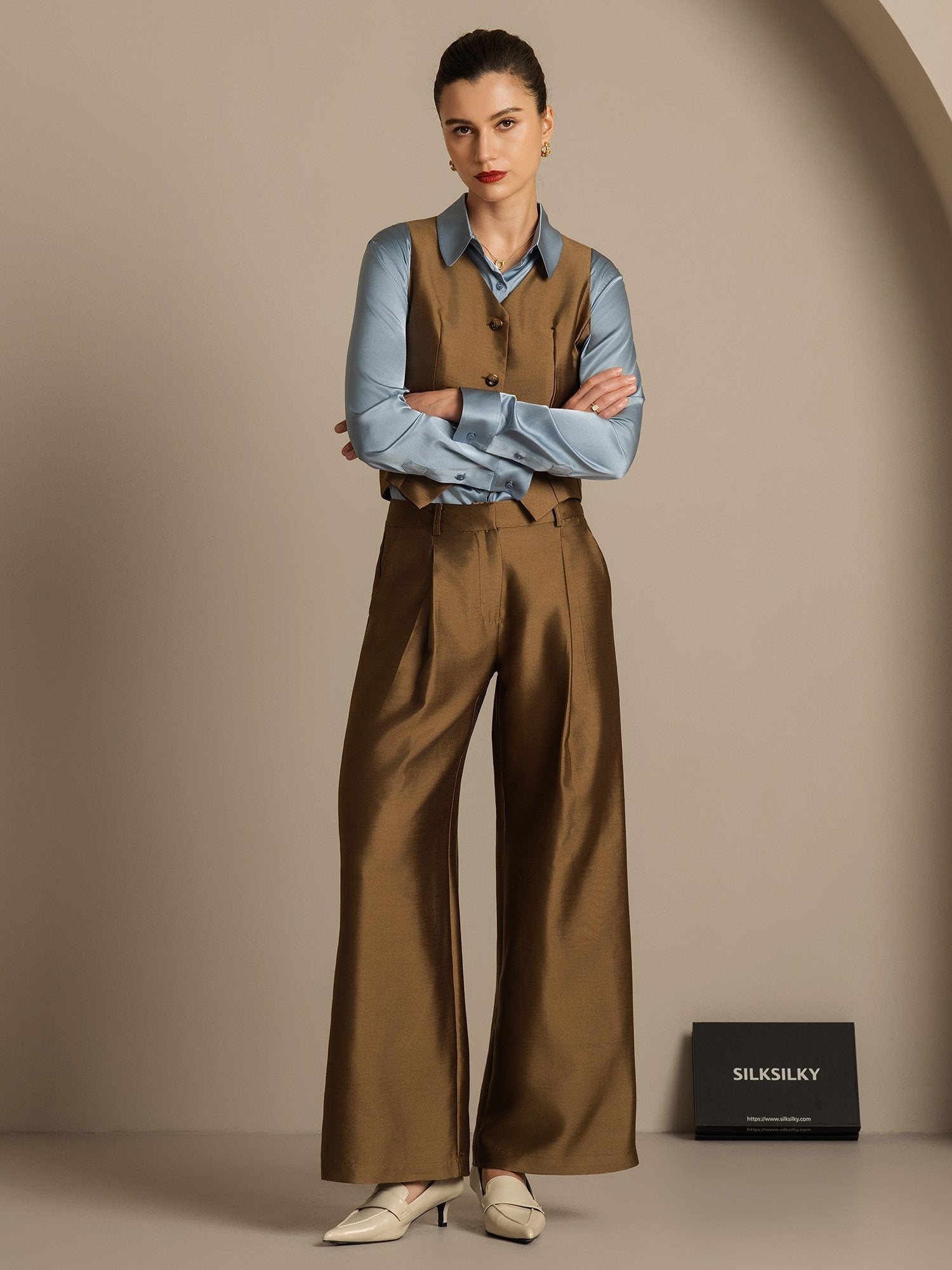 [Bronze] SilkSilky-AU 32Momme Wool Womens Pants 006,