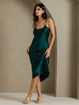 [Dark Green] SilkSilky-AU Sleeveless V Neck Nightgown 001