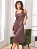 Pure Silk Casual Straps Sleeveless Long Dress