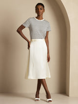 [Ivory] SilkSilky-AU 19Momme Stretch Silk Charmeuse Skirt 004