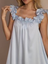 [Grayish Blue] SilkSilky-AU Sleeveless Square Neck Nightgown 007