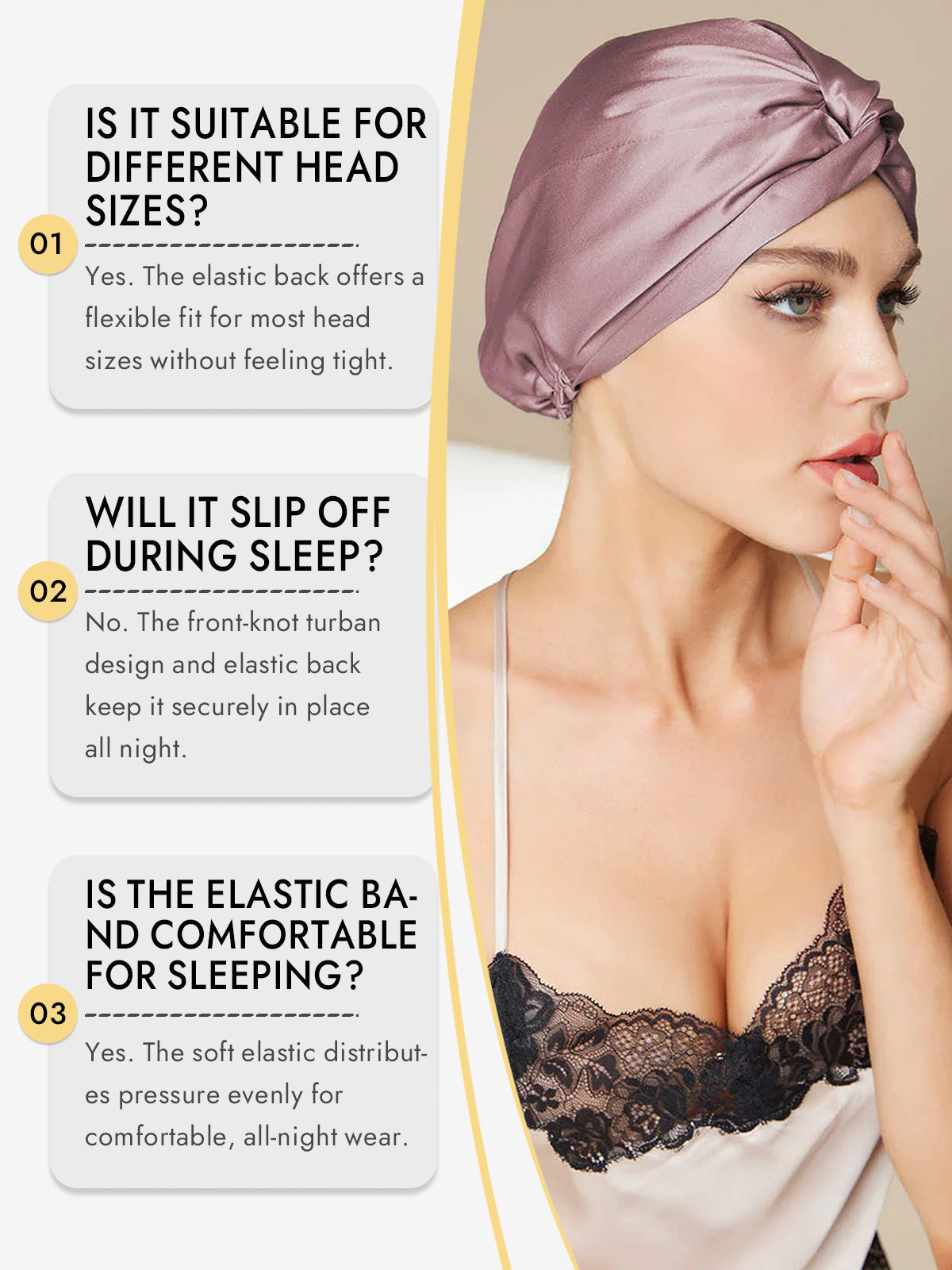 [Pale Mauve] SilkSilky-AU Pure Silk Sleep Cap 007