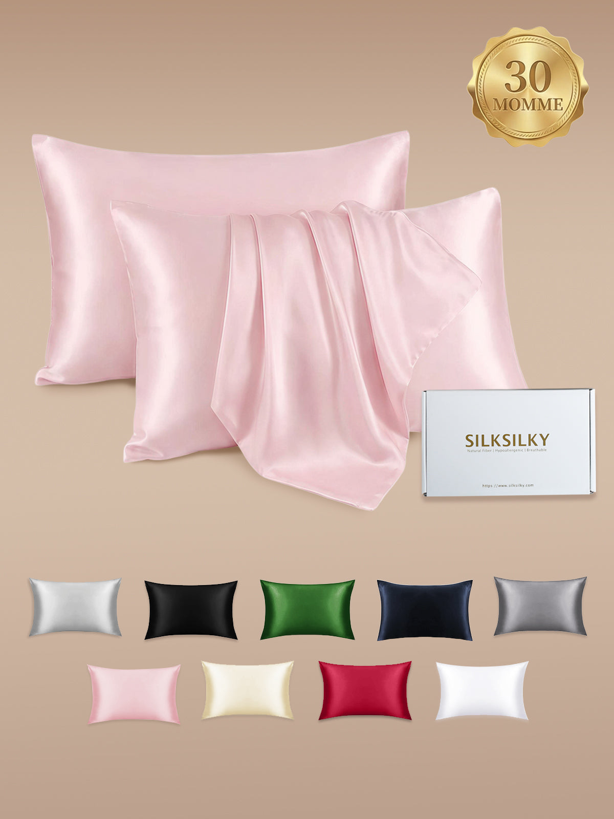 [Pink] SilkSilky-AU 30Momme Pure Silk Pillowcase 001
