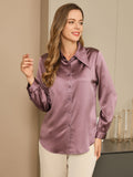 SilkSilky AU 19Momme Silk Long Sleeve Collar Women's Shirt PaleMauve 004