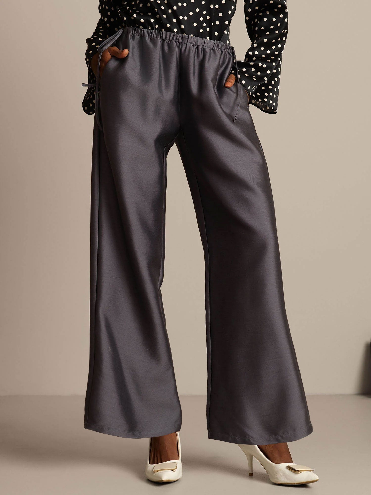 [Gray] SilkSilky-AU 32Momme Wool Womens Pants 001,