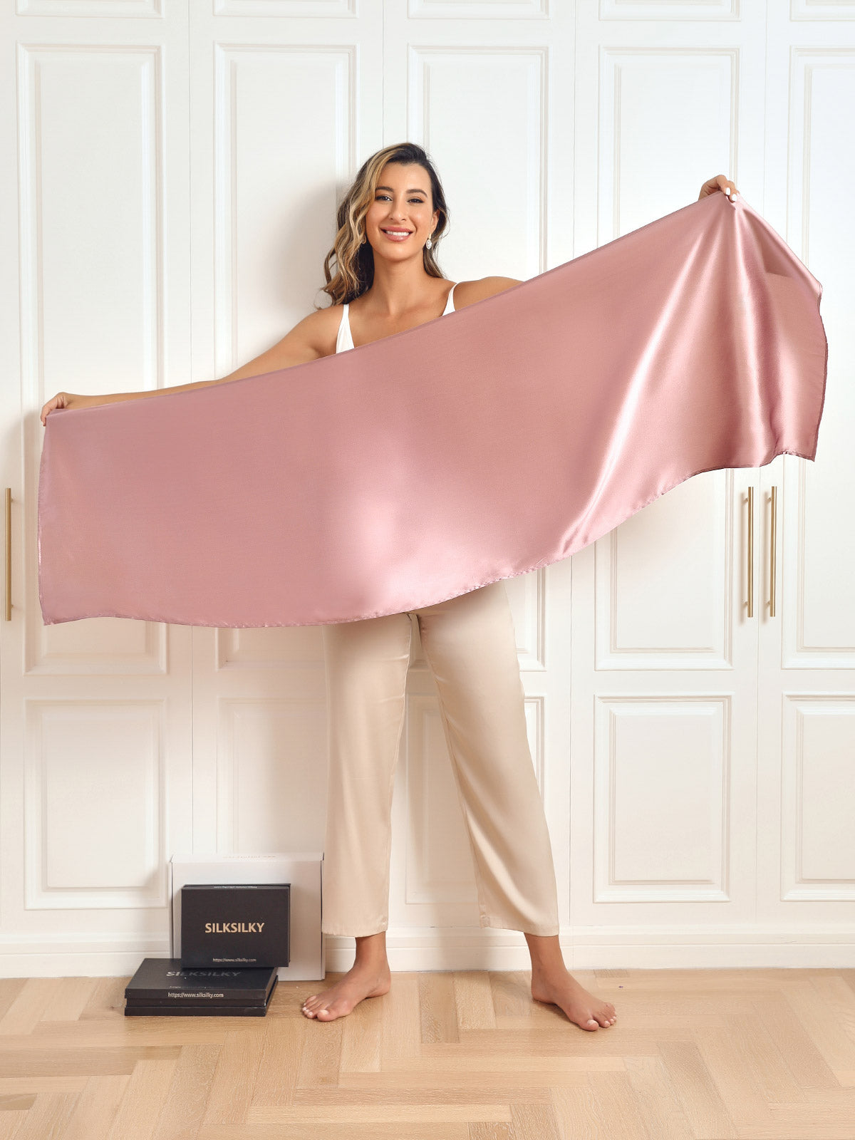 SilkSilky-AU Pure Silk Scarf PaleMauve 009