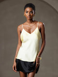 SilkSilky-AU Pure Silk Sleeveless V Neck Camisole LightYellow 003