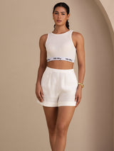 [White] SilkSilky-AU Sleeveless Crew Neck Camisole 007