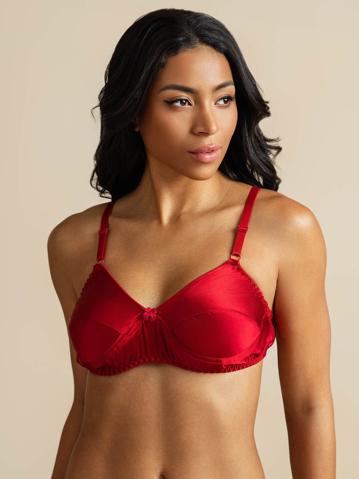 [Red] SilkSilky-AU Pure Silk Bra 007,