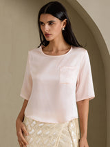 [Pink] SilkSilky-AU Half Sleeve Women's T-Shirt 001