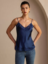 [Dark Blue] SilkSilky-AU Spaghetti Strap V Neck Camisole 001