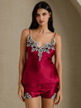 [Wine] SilkSilky-AU Sleeveless V Neck Camisole Set 003