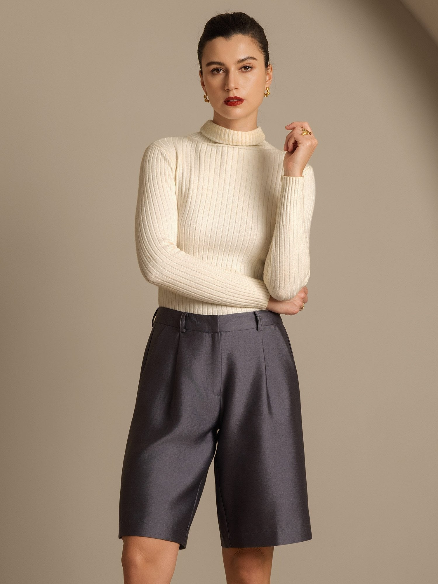 [Gray] SilkSilky-AU 32Momme Wool Womens Shorts 008,